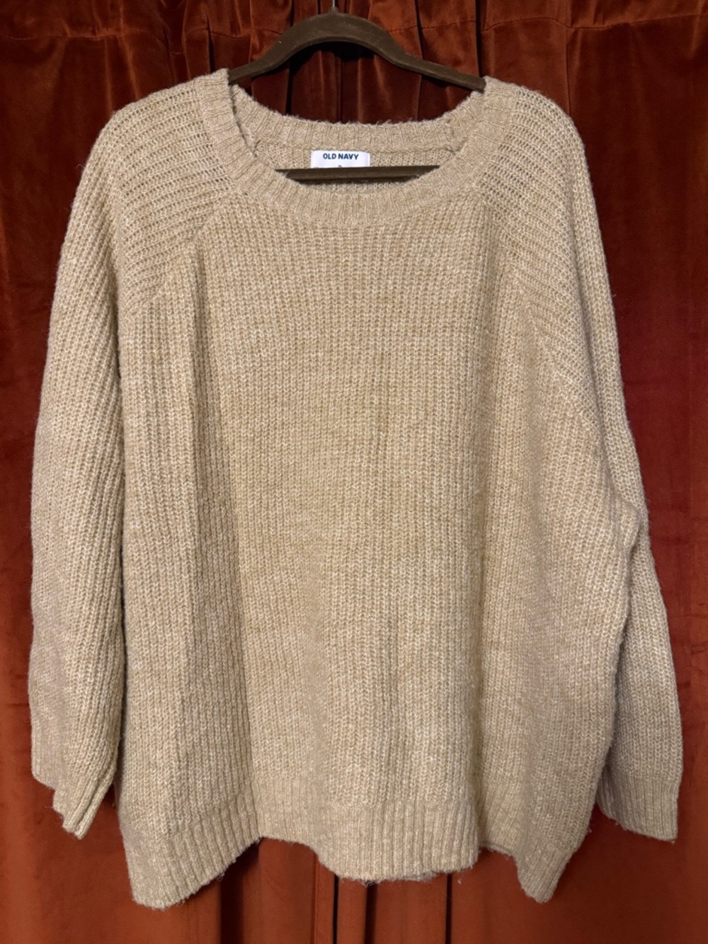 Old Navy Women's Beige Crewneck Ribbed Sweater